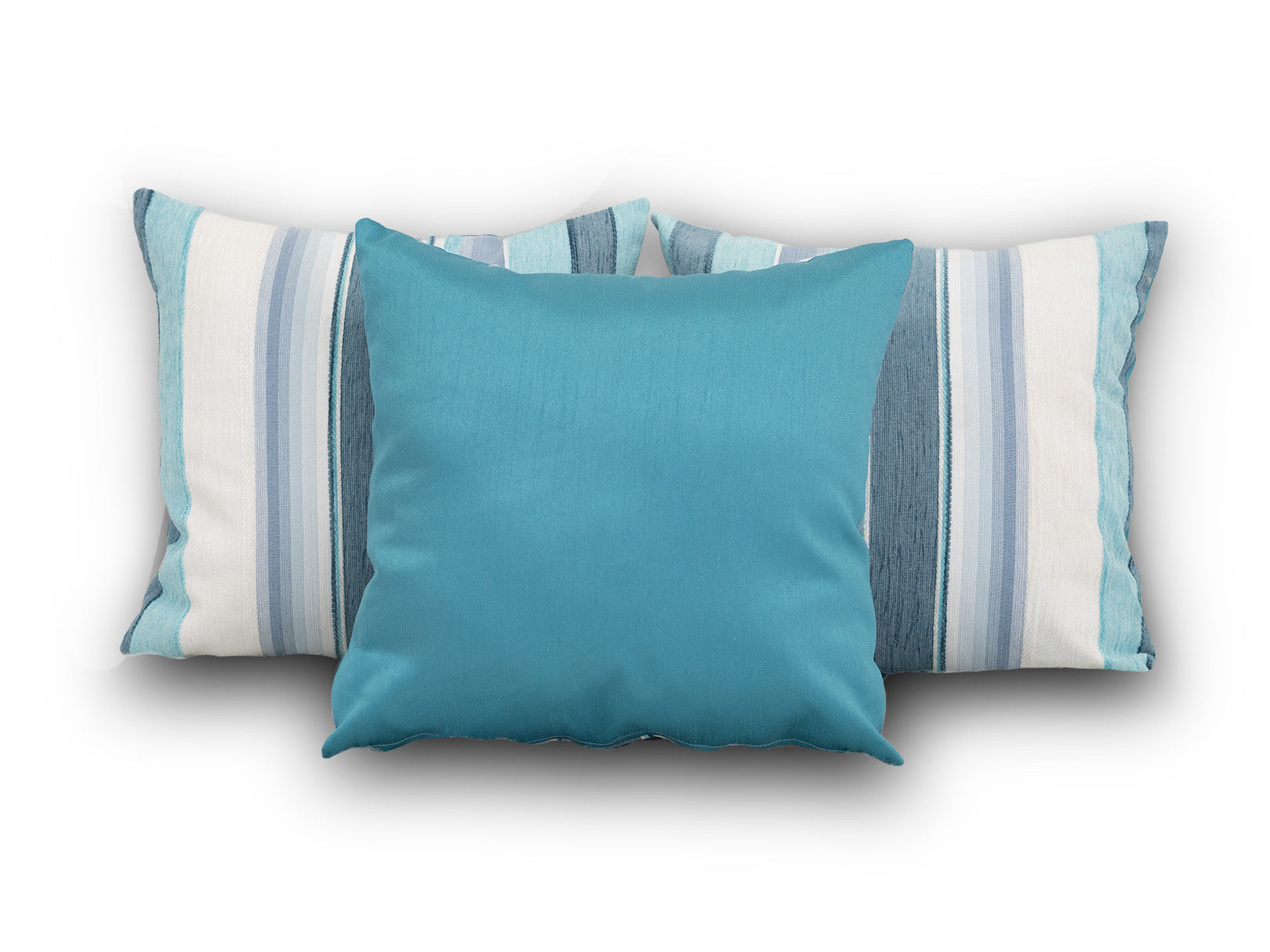 COJÍN AZUL RAYADO DE CHENILLE