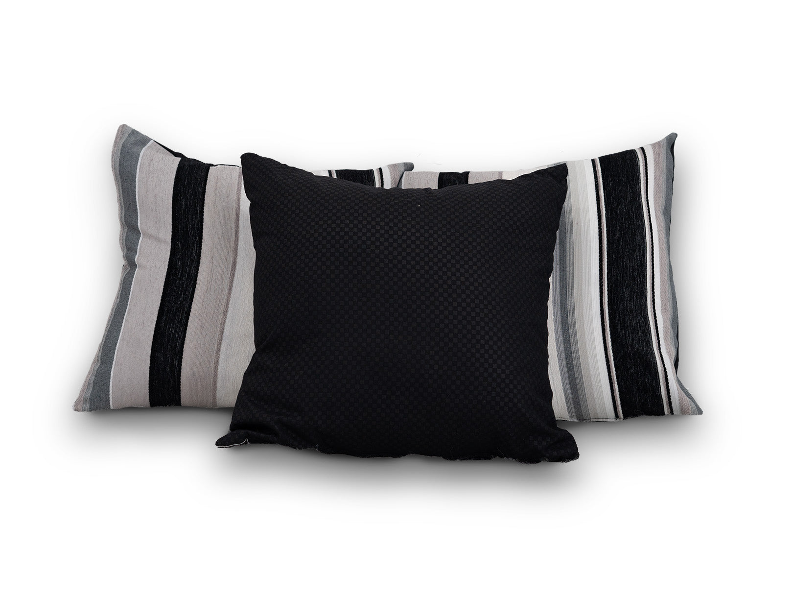 COJÍN NEGRO RAYADO DE CHENILLE