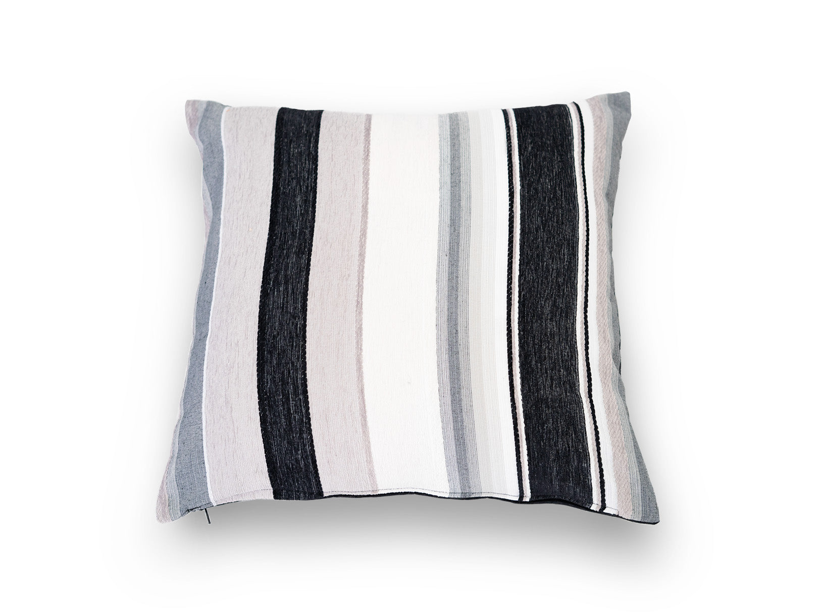 COJÍN NEGRO RAYADO DE CHENILLE