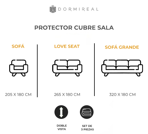 CUBRE SALA TINTO DOBLE VISTA. PROTECTOR DE 3 PIEZAS