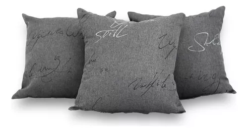 COJÍN GRIS CON LETRAS